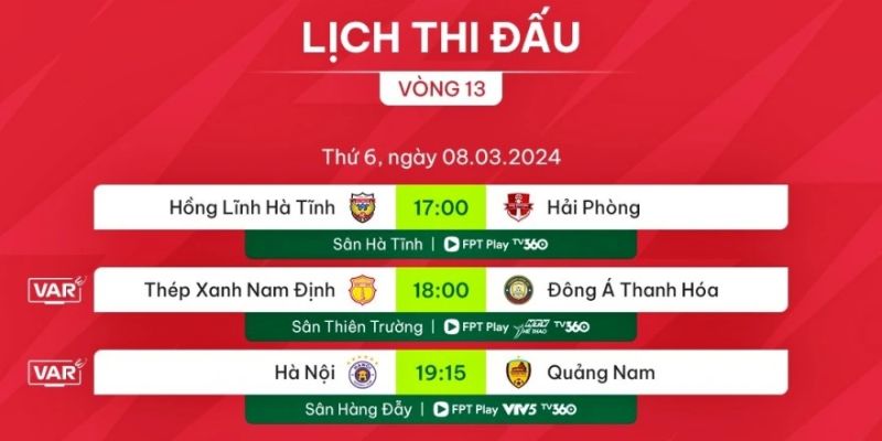 Theo dõi lịch thi đấu hướng dẫn
